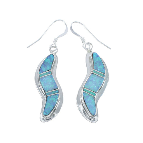 Sterling Silver Tear Drop Opal Navajo Hook Dangle Earrings X10059